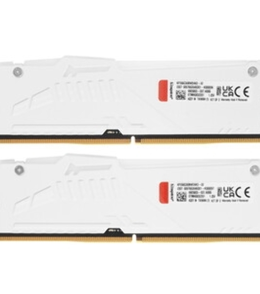 Оперативная память Kingston Fury Beast, DDR5, 32Gb (2x16 Gb), 6400 MHz, CL32, радиатор, RGB, белый