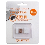 Флешка USB 2.0 QUMO 8Gb, NANO QM8GUD-NANO-W белый, фото3