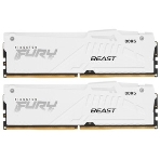 Оперативная память Kingston Fury Beast, DDR5, 32Gb (2x16 Gb), 6400 MHz, CL32, радиатор, RGB, белый, фото 1