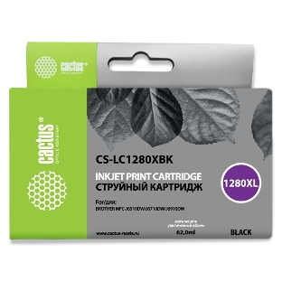 Картридж струйный Cactus CS-LC1280XBK черный (62 мл) для Brother MFC-J6510/6910DW