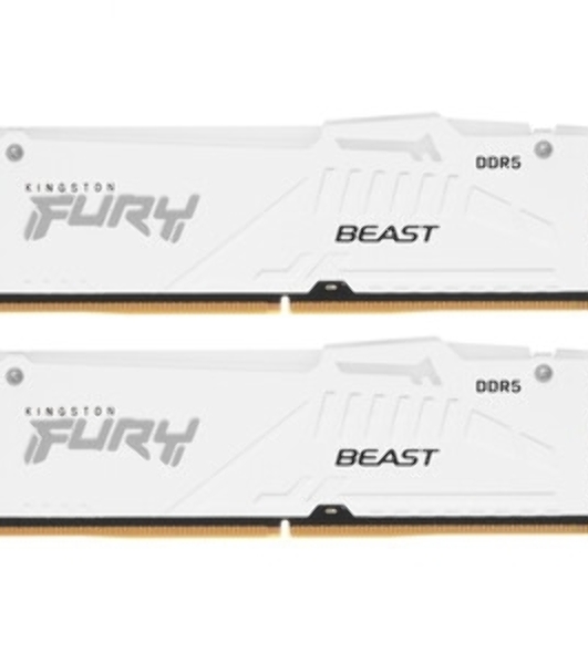 Оперативная память Kingston Fury Beast, DDR5, 64Gb (2x32GB), 5200MHz, CL40, DIMM, с радиаторами, белый