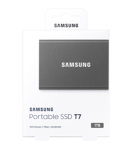 Внешний SSD Samsung T7, 1TB, USB 3.2 Gen 2 Type-C, R/W 1050/1000, серый