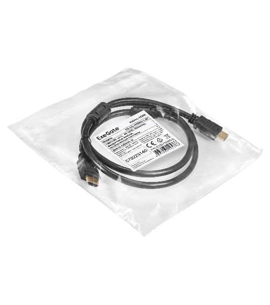 Кабель HDMI ExeGate EX-CC-HDMI2-1.0F (19M/19M, v2.0, 1м, 4K UHD, Ethernet, ферритовые кольца, позолоченные контакты)