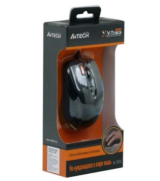 Мышь проводная A4Tech N-70FX черный, 1600 dpi, USB, кнопки - 7