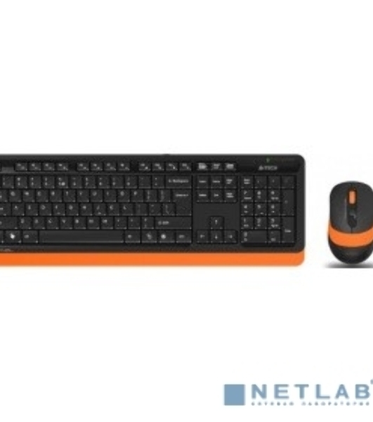 Комплект клавиатура+мышь A4Tech FStyler FG1010 беспроводной, USB, 2000 DPI, чёрный/оранжевый