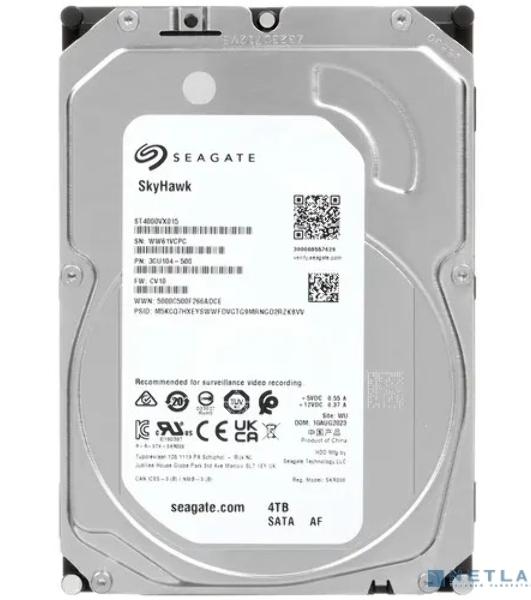 Жесткий диск HDD Seagate 4Tb 5400Rpm SATA3 Surveillance Skyhawk 256Mb 3.5'