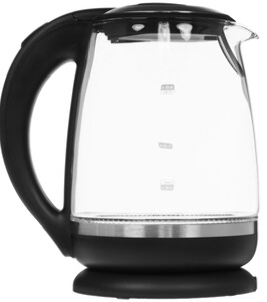 Электрочайник Centek CT-0015 черный/прозрачный, 2.0 л, 2200 Вт, скрытый нагревательный элемент