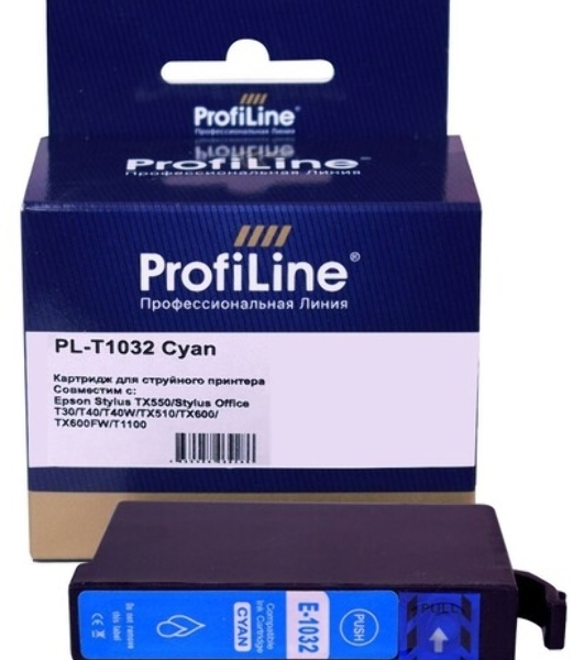 Картридж струйный ProfiLine PL-T1032 для принтеров Epson Stylus TX550/Stylus Office T30/T40/T40W/TX510/TX600/TX600FW/T1100 с чернилами Cyan 11,1 мл