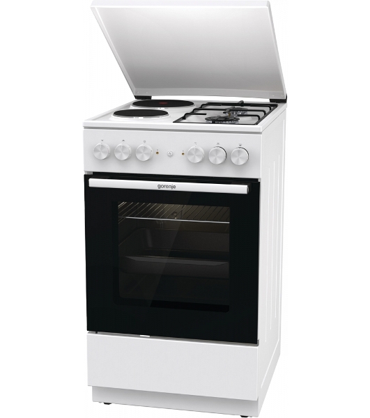 Плита комбинированная Gorenje GK5A12WG белый, конфорок 2 газовых и 2 электрических, духовка 68 л, 50 см x 85 см x 59.4 см