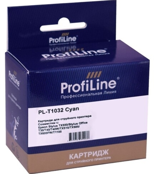 Картридж струйный ProfiLine PL-T1032 для принтеров Epson Stylus TX550/Stylus Office T30/T40/T40W/TX510/TX600/TX600FW/T1100 с чернилами Cyan 11,1 мл