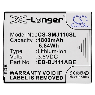 Аккумулятор CameronSino CS-SMJ110SL EB-BJ111ABE для Samsung Galaxy J1 Ace, J1 Ace Neo 3.8V, 1800mAh, 6.84Wh