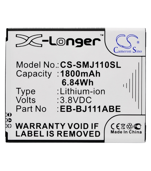 Аккумулятор CameronSino CS-SMJ110SL EB-BJ111ABE для Samsung Galaxy J1 Ace, J1 Ace Neo 3.8V, 1800mAh, 6.84Wh