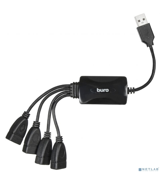 USB-концентратор Buro BU-HUB4-0.3-U2.0-Splitter, USB 2.0, USB 4 порта, USB