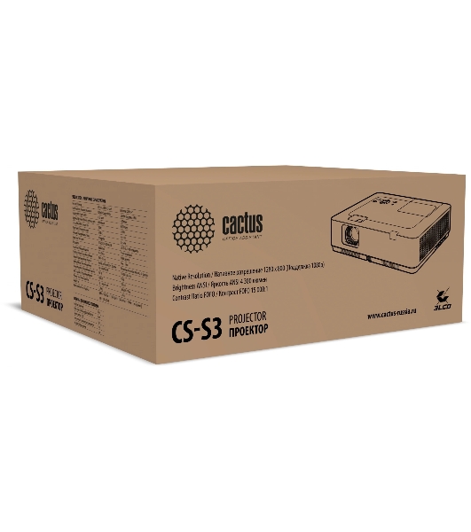 Проектор Cactus CS-S3.WT 3LCD 43000Lm LS 4300Lm ANSI (1280x1024) 15000:1 ресурс лампы:10000часов 1xUSB typeA 2xHDMI 4.7кг