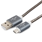 Кабель USB2.0 Cablexpert CC-G-mUSB02Gy-1.8M, AM/microB, серия Gold, длина 1.8м, титан, блистер, фото 1
