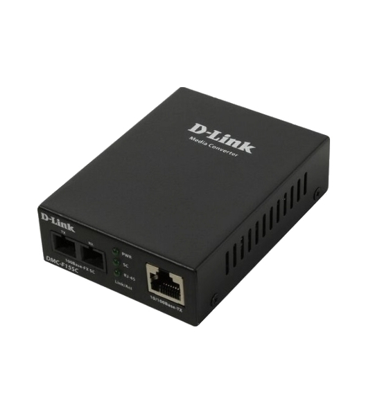 Медиаконвертер D-Link DMC-F15SC/B1A с 1 портом 10/100Base-TX и 1 портом 100Base-FX с разъемом SC для одномодового оптического кабеля (до 15 км)