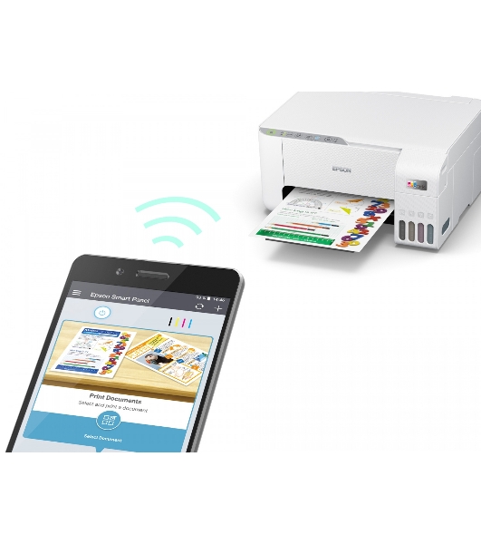 МФУ струйное Epson L3256 (C11CJ67407/C11CJ67414/C11CJ67421/C11CJ67519/C11CJ67504/C11CJ67524/C11CJ67516), A4 цветное, печ. до 10 стр/мин. (ч/б) до 5 стр/мин. (цвет), 1440 x 5760 dpi (печать) 1200x2400dpi (скан.), USB, Wi-Fi