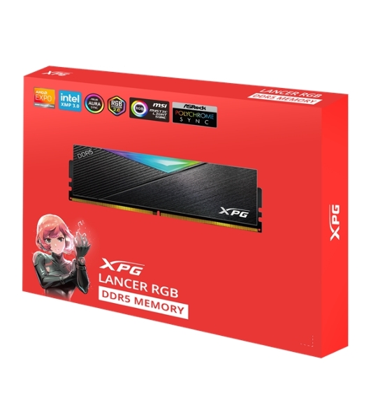 Оперативная память XPG Lancer, DDR5, 32Gb (2x16GB), 8000MHz, CL38, DIMM, с радиаторами, RGb черный