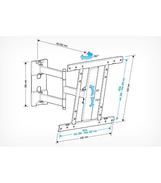 Кронштейн для LCD Holder LCD-SU4601-B черный, диагональ экрана 26″–50″до 35кг.
