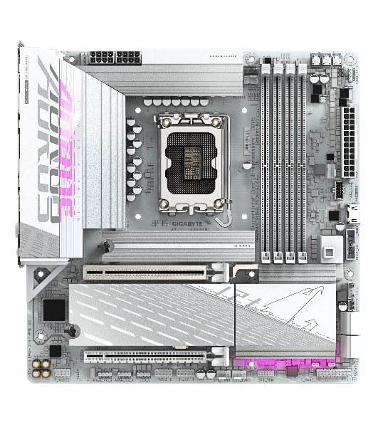 Материнская плата Gigabyte B860M AORUS ELITE WIFI6E ICE, LGA1851, Intel B860, 4xDDR5, 4xSATA, 3xM.2, 1xPCIe 5.0 x16, 1xPCIe 4.0 x4, 1xDP, 2xHDMI, 1x2.5Gb LAN, Wi-Fi 6E, Bluetooth 5.3, 2xUSB-A 10Gbps (Gen2), 4xUSB-A 5Gbps, 4xUSB-A 2.0, 1xUSB-C 20Gbps (USB4), 2x3.5 мм, 7.1, mATX