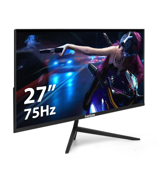 Монитор 27' ExeGate SmartView ES2707CA IPS 2560x1440, 75 Гц, 1 мс, 16:9, 300 кд/м2, 1xHDMI, 1хDP, 1x3.5 мм, черный