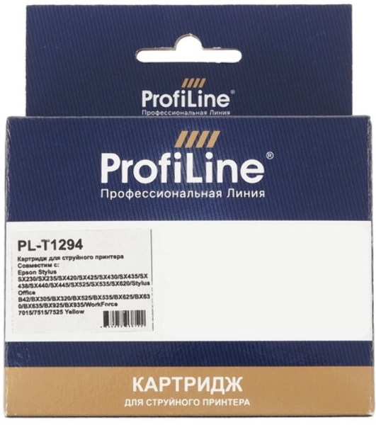 Картридж струйный ProfiLine PL-T1294 для принтеров Epson Stylus SX230/SX235/SX420/SX425/SX430/SX435/SX438/SX440/SX445/SX525/SX535/SX620/Stylus Office B42/BX305/BX320/BX525/BX535/BX625/BX630/BX635/BX925/BX935/WorkForce 7015/7515/7525 с чернилами Yellow