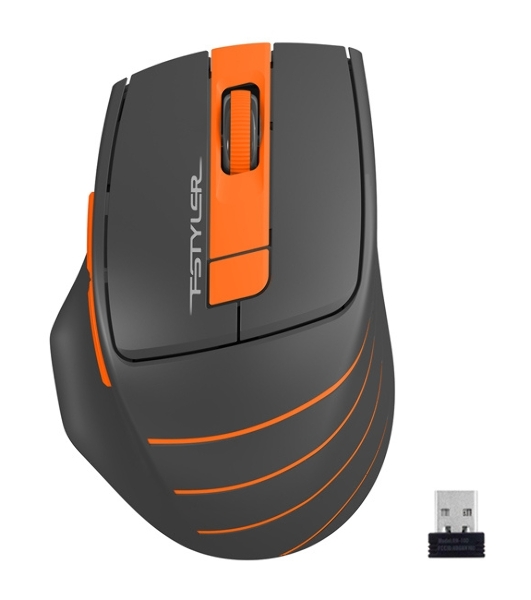 Мышь беспроводная A4Tech Fstyler FG30 серый/оранжевый, 2000 dpi, радиоканал, USB, кнопки - 5