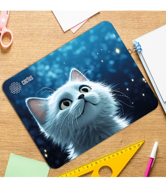 Коврик для мыши Cactus белый Cat 300x250x3мм (CS-MPC-D11M)