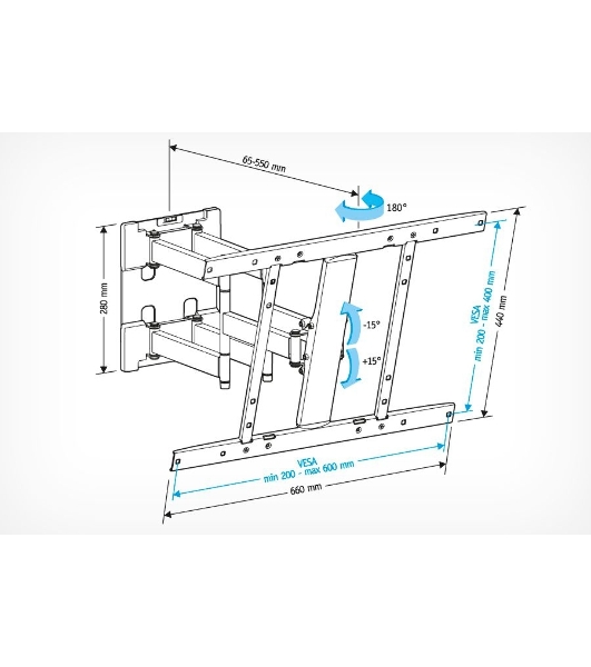 Кронштейн для LCD Holder LCD-SU6602-B черный, диагональ экрана 32″–90″до 45кг.