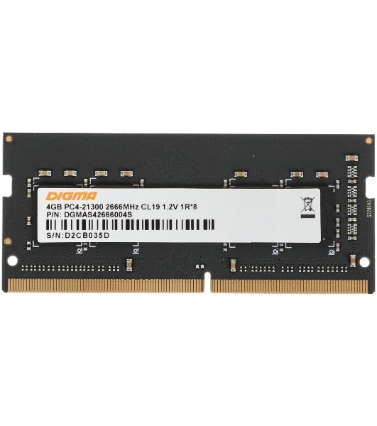 Оперативная память Digma, DDR4, 4GB (1x4GB), 2666MHz, CL19, SO-DIMM