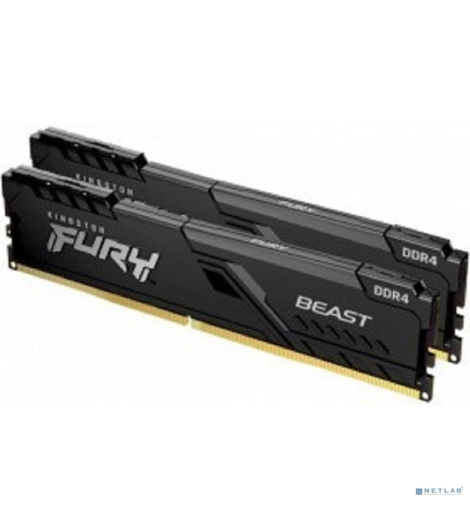Оперативная память Kingston Fury Beast, DDR4, 32GB (2x16GB), 3600MHz, CL18, DIMM, с радиатором, черный
