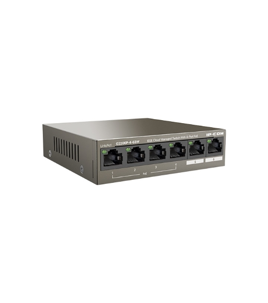 Коммутатор сетевой IP-COM G2206P-4-63W 4x10Base-T/100Base-TX/1000Base-T 2x1000Base-T PoE порты 4 Количество портов PoE+ 4 G2206P-4-63W