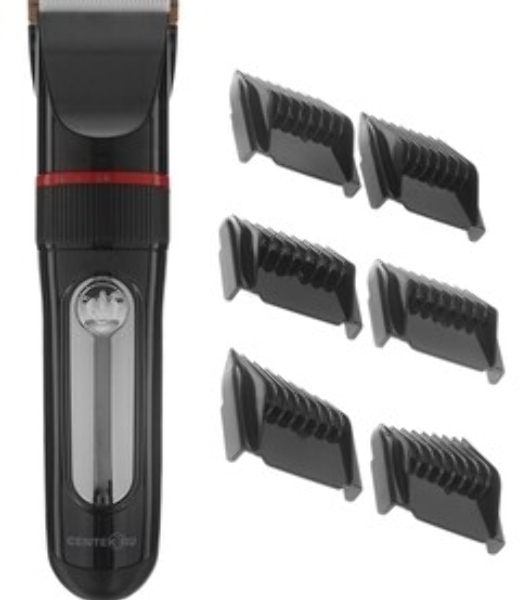 Машинка для стрижки волос Centek CT-2101 черный 3 Вт, LED, Li-Ion1200 до 3 часов, USB зарядка, 6 насадок
