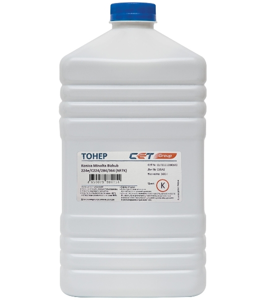 Тонер CET NF7K TN-321K/322/711K/712K черный бутылка 500гр. для принтера Konica Minolta Bizhub 224e/C224/284/364