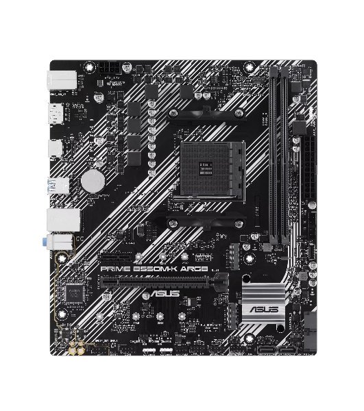 Материнская плата ASUS PRIME B550M-K ARGB, Socket AM4, AMD B550, 2xDDR4, 4xSATA, 2xM.2, 1xPCI-E 4.0 x16, 1xPCI-E x1, 1xHDMI, 1xDP, 1x 1Gb LAN, 4xUSB-A 3.2 Gen 1, 2xUSB-A 2.0, 3x3.5 мм, 7.1, Micro-ATX