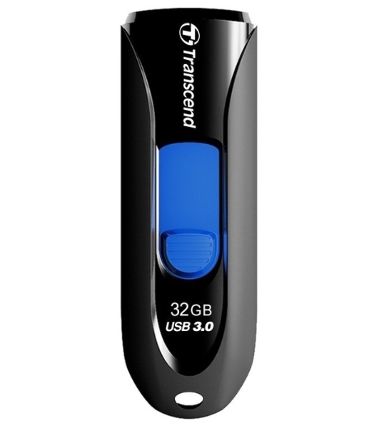 Флешка USB Transcend Jetflash 790 (TS32GJF790K), 32Gb, USB 3.0, R/W 70/25, черный/синий