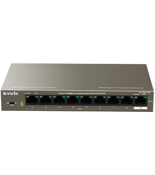 Коммутатор 9PORT 10/100M POE TEF1109P-8-102W Tenda
