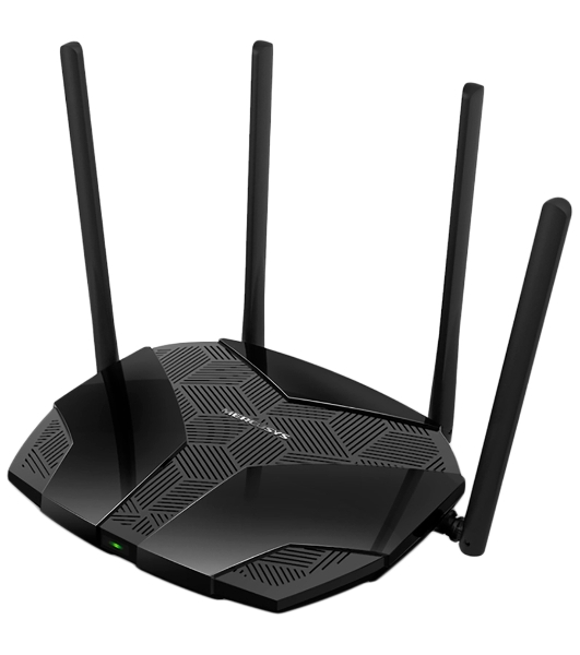 Двухдиапазонный роутер MERCUSYS MR80X AX3000 Wi-Fi 6, до 574 Мбит/с на 2,4 ГГц + до 2402 Мбит/с на 5 ГГц,4 фиксированные внешние антенны, 3 гигабитных порта LAN, 1 гигабитный порт WAN