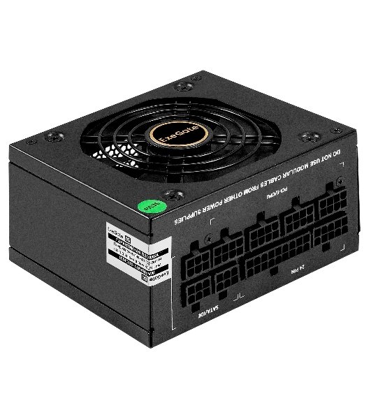 Блок питания 650W ExeGate M650 GOLD (SFX, APFC, КПД 90% (80 PLUS GOLD), 9см fan, 24pin, (4+4)pin, 2xPCI-E, 6xSATA, 3xIDE, 1xFDD, Full Cable Management, black, ATX adapter, Retail box)