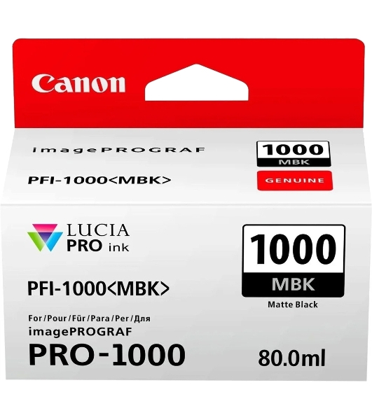Картридж струйный Canon PFI-1000 MBK для IJ SFP PRO-1000 WFG. Матовый черный. 80 мл.