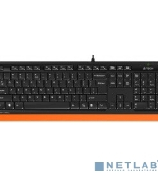 Комплект клавиатура+мышь A4Tech FStyler F1010 проводной, USB, 1600 DPI, чёрный/оранжевый
