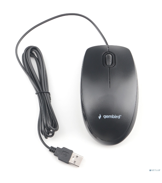 Мышь проводная Gembird MOP-200 черный, 1000 dpi, USB, кнопки - 3