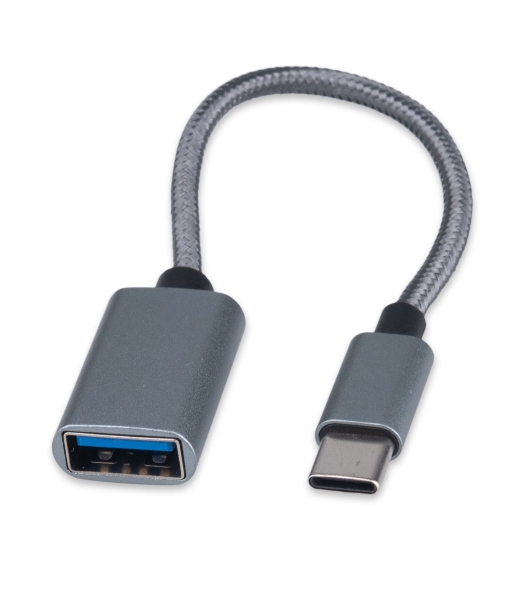 Кабель-переходник USB2.0 OTG Cablexpert A-OTG-CMAF2-02, Type-C(M)/AF, алюминий+нейлон.оплетка, 0.15м, пакет