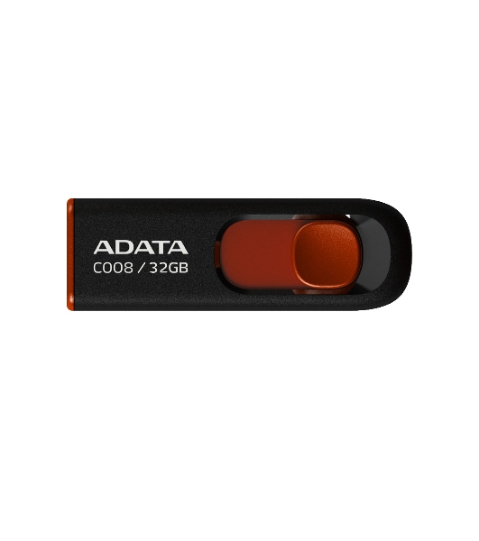 Флешка USB ADATA С008 (AC008-32G-RKD), 32Gb, USB 2.0, R/W 15/5, черный/красный