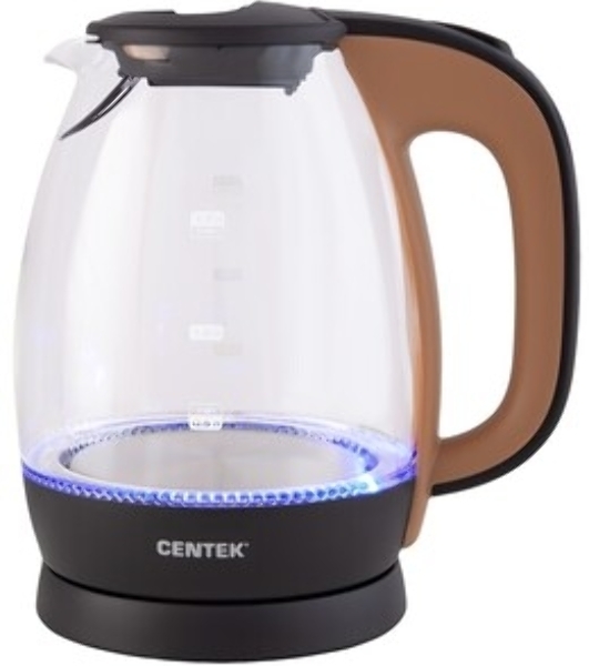 Электрочайник Centek CT-0056 кофейно-бежевый, 1.7 л, 2200 Вт, скрытый нагревательный элемент