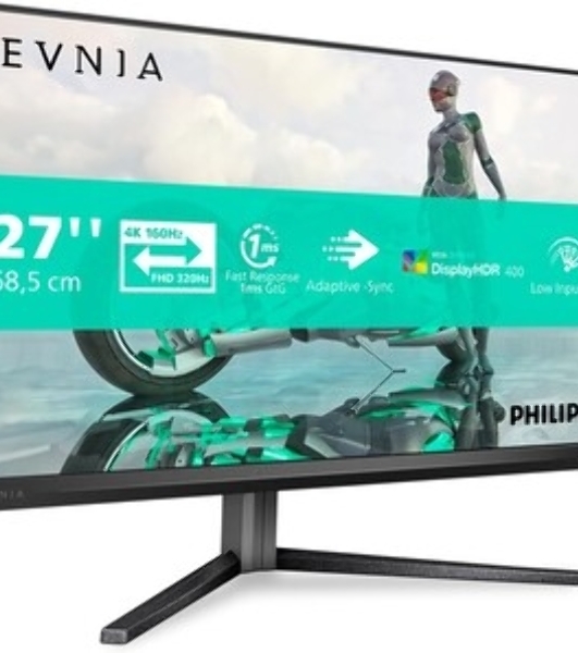 Монитор 27' Philips Evnia 27M2N3800A/01 Fast IPS 3840x2160, 160 Гц, 0.5 мс, 16:9, 450 кд/м², 2xHDMI 2.1, DP 1.4, 3.5 Jack, DisplayHDR 400, G-Sync, Adaptive-Sync, динамики (2x2 Вт), VESA 100x100, черный