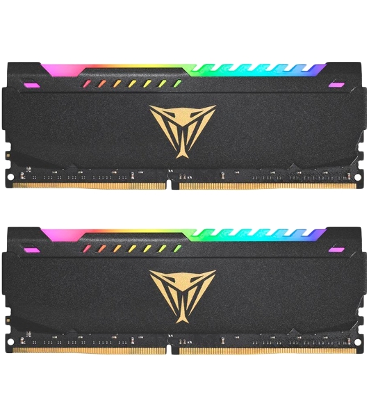 Оперативная память Patriot Viper Steel, DDR4, 32GB (2x16GB), 3600MHz, CL20, DIMM, с радиатором, RGB, черный
