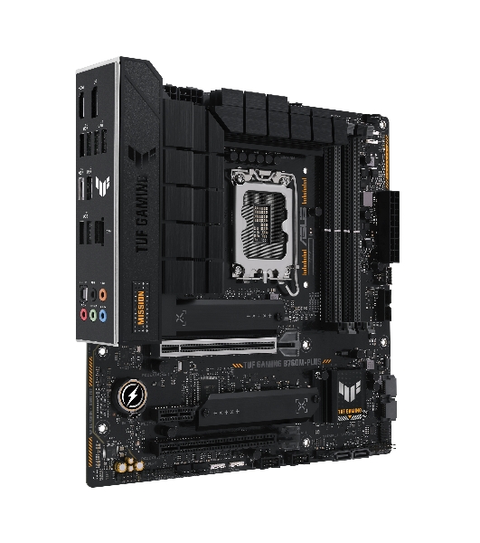Материнская плата ASUS TUF GAMING B760M-PLUS, LGA 1700, Intel B760, 4xDDR5, 4xSATA, 2xM.2, 1xPCIe 5.0 x16, 1xPCIe 4.0 x4, 1xPCIe x1, 2xUSB-A 3.2 Gen 2, 3xUSB-A 3.2 Gen 1, 2xUSB 2.0, 1xUSB-C 3.2 Gen 2x2, 1x2.5Gb LAN, 5x3.5 мм, 7.1, mATX