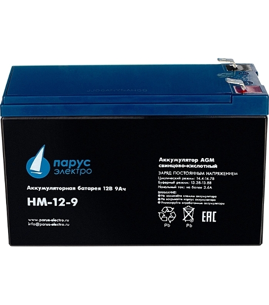 Батарея для ИБП Парус-электро HM-12-9 (AGM/12В/9,0А·ч/клемма F2)