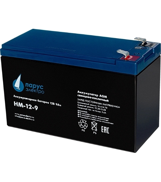 Батарея для ИБП Парус-электро HM-12-9 (AGM/12В/9,0А·ч/клемма F2)